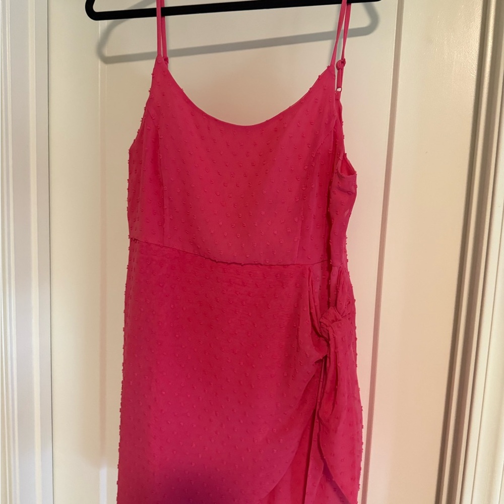Lulu's Pink Ruched Wrap Mini Dress